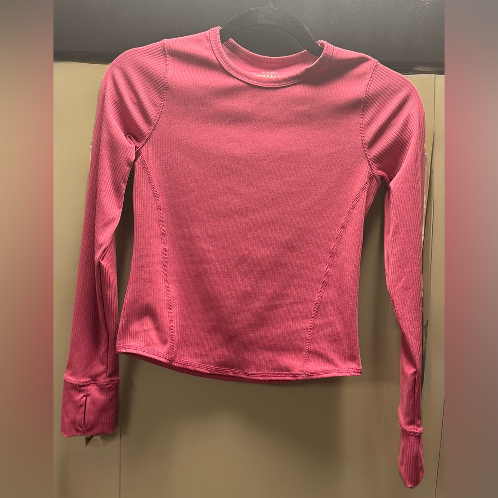 YPB, abercrombie kids, Pink Long-Sleeve Ribbed Top